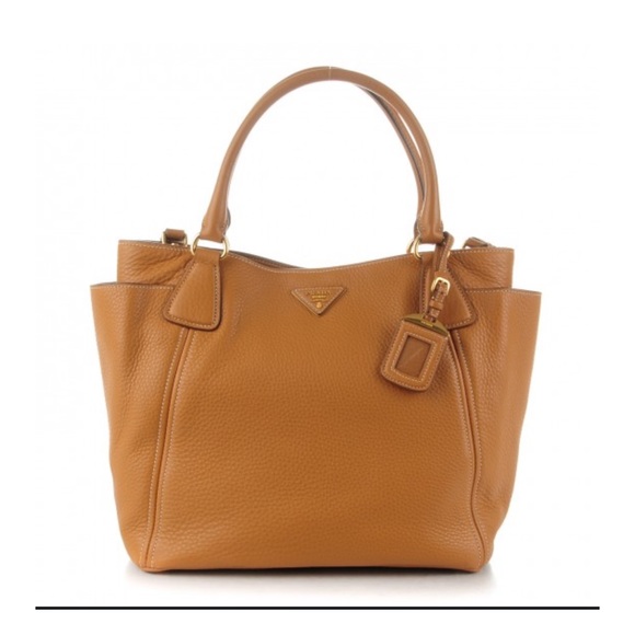 Authentic Prada Vitello Daino Side Pocket Tote in Caramel with long strap - Picture 1 of 16